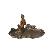 Женская фигура бронзовая скульптура лотоса Леди крытый Декор Латунь статуя ТПЭ-497 (Б)